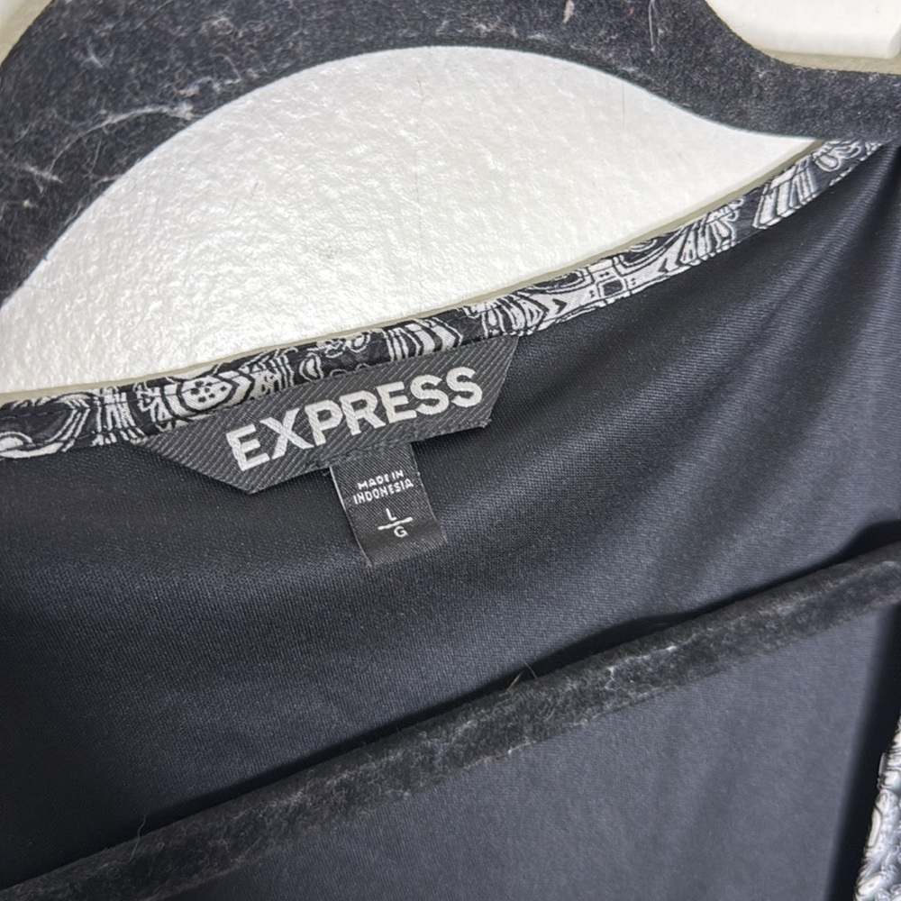 Express Black And White Polyester Patterned Faux … - image 2